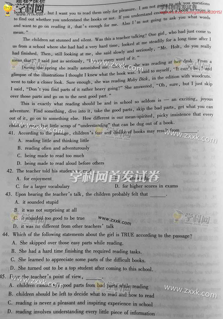 2015�㽭�߿�Ӣ�Zԇ�}��4��