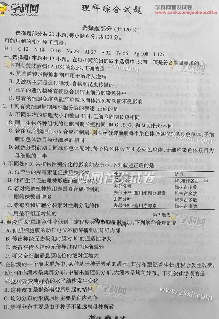 2015���㽭ʡ�߿����ƾC��ԇ�}