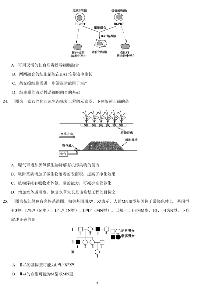 2019年高考江蘇省生物試題【7】