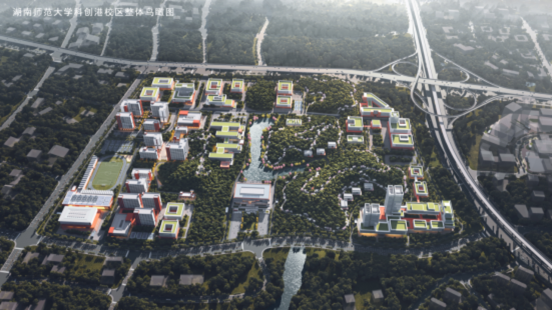 湖南師范大學(xué)科創(chuàng)港校區(qū)鳥瞰圖。校方供圖