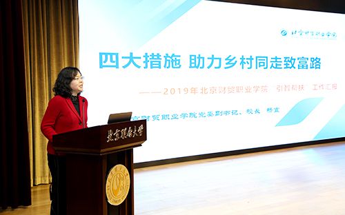 作為引智幫扶工作典型院校，北京財(cái)貿(mào)職業(yè)學(xué)院黨委副書記、院長(zhǎng)楊宜作主題交流發(fā)言