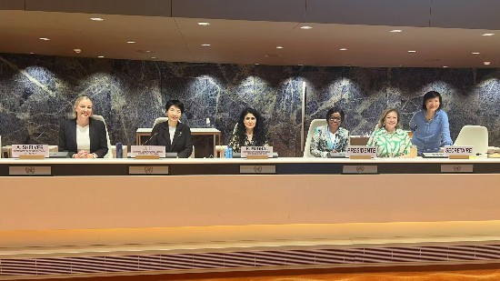 北二外教授、國(guó)家文化發(fā)展國(guó)際戰(zhàn)略研究院常務(wù)副院長(zhǎng)李嘉珊教授（左二）出席聯(lián)合國(guó)貿(mào)易和發(fā)展會(huì)議