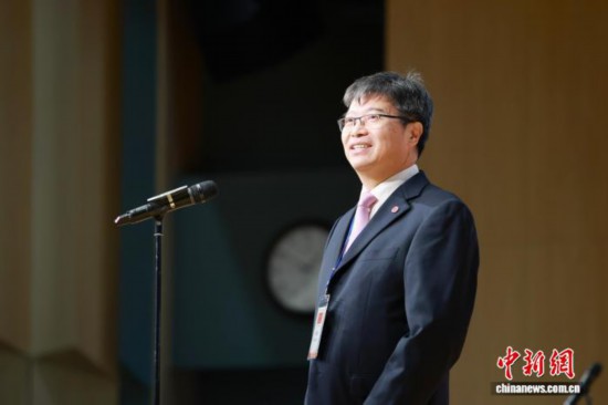 圖為中國(guó)人民大學(xué)校長(zhǎng)林尚立在開(kāi)幕式上致辭。 (主辦方供圖)